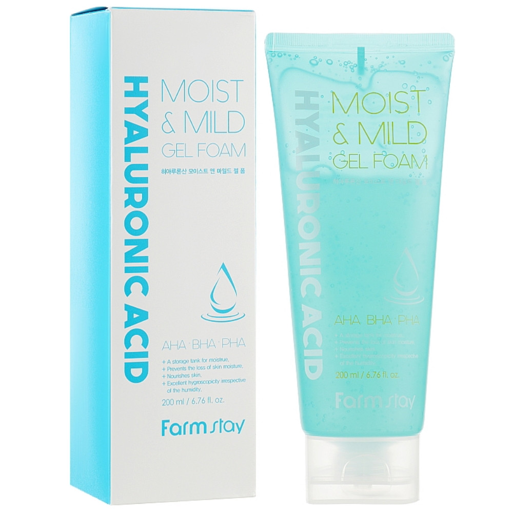 Увлажняющая пенка для умывания с гиалуроновой кислотой Farmstay Hyaluronic Acid Moist & Mild Gel Foam 200 мл (8809480773075)