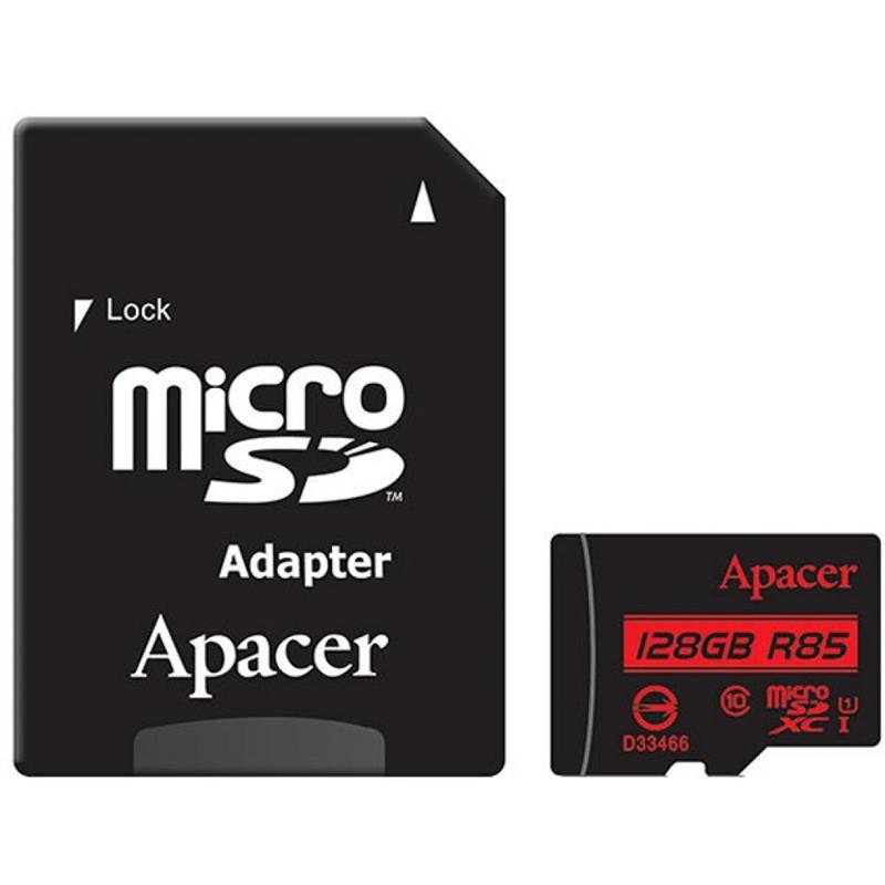 Карта пам'яті MicroSDHXC 128GB UHS-I Class 10 Apacer + SD adapter (AP128GMCSX10U5-R)