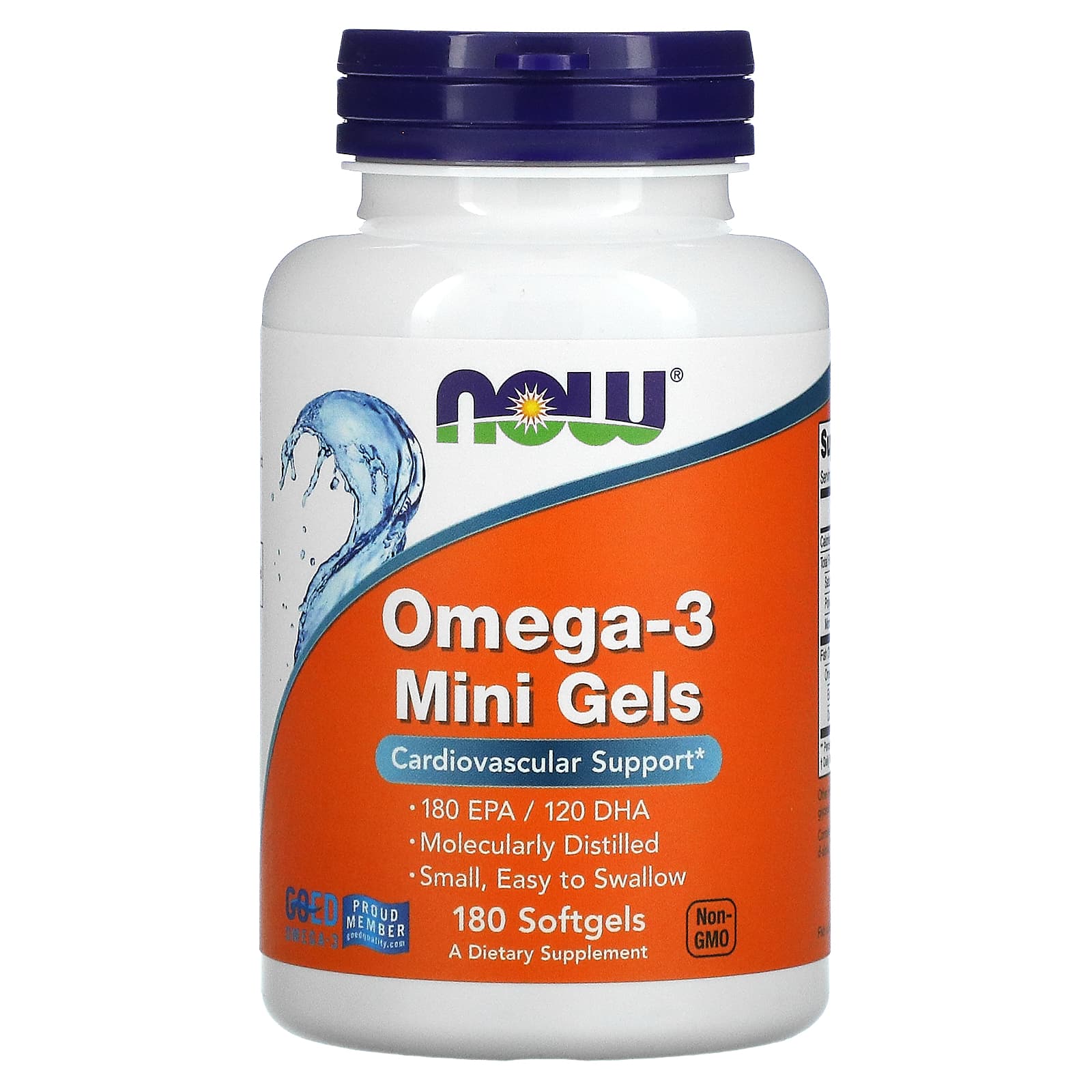 Омега-3 Mini Gels Now Foods 180 ЭПК/ 120 ДГК 180 гелевых капсул