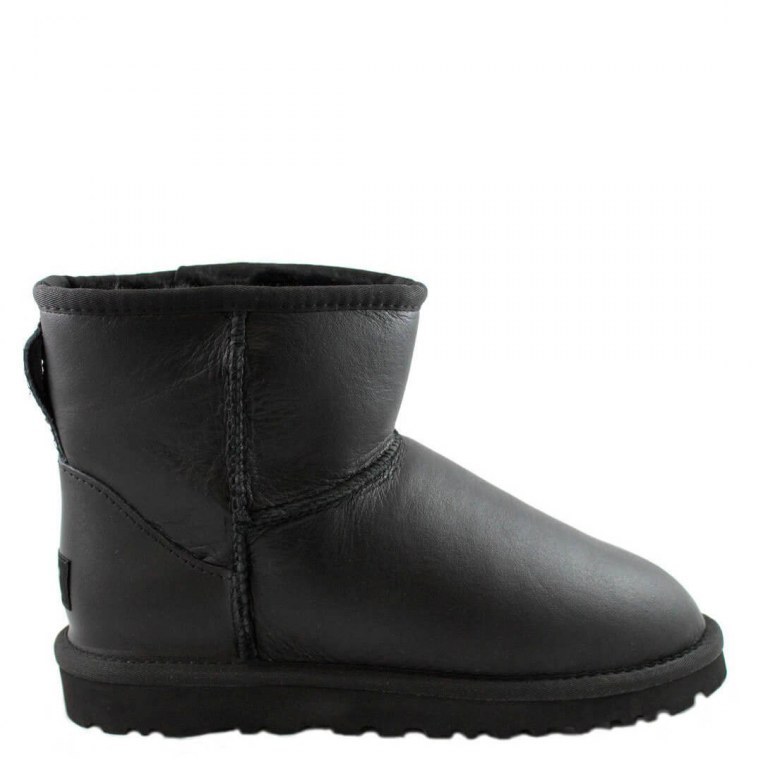 Чоловічі UGG CLASSIC MINI MEN'S BOOT LEATHER "BLACK" 44 Чорний (4446/44)