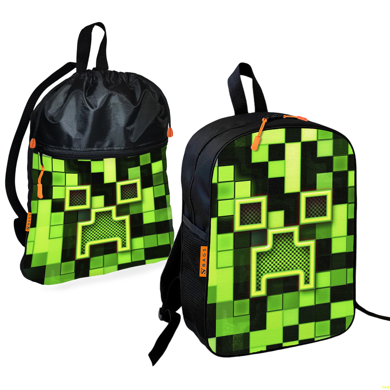 Дитячий шкільний рюкзак Minecraft з сумкою для взуття 2 шт, водостійкий, 36х27 см