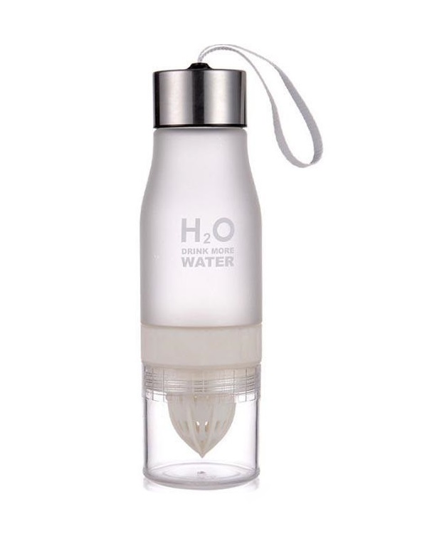 Бутылка для воды и напитков H2O с цитрусовой соковыжималкой 650 мл Белая (SUN0036)