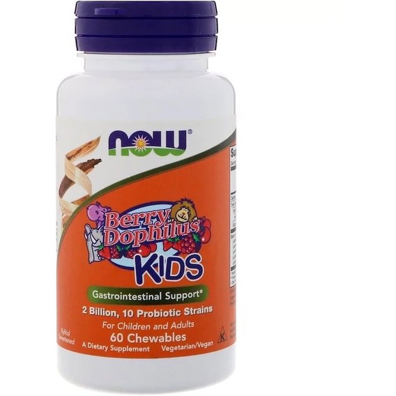 Пробиотик NOW Foods Berry Dophilus, Kids, 2 Billion 60 Chewables