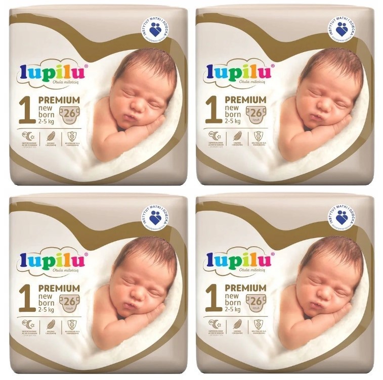 Підгузники Lupilu Premium New born Розмір 1, Вага 2-5 кг, 104 шт (4 упаковки)
