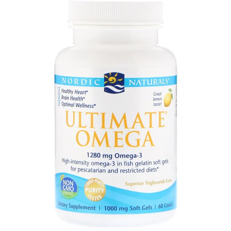 Рыбий Жир Nordic Naturals Ultimate Omega 1000 мг Вкус Лимона 60 мягких капсул