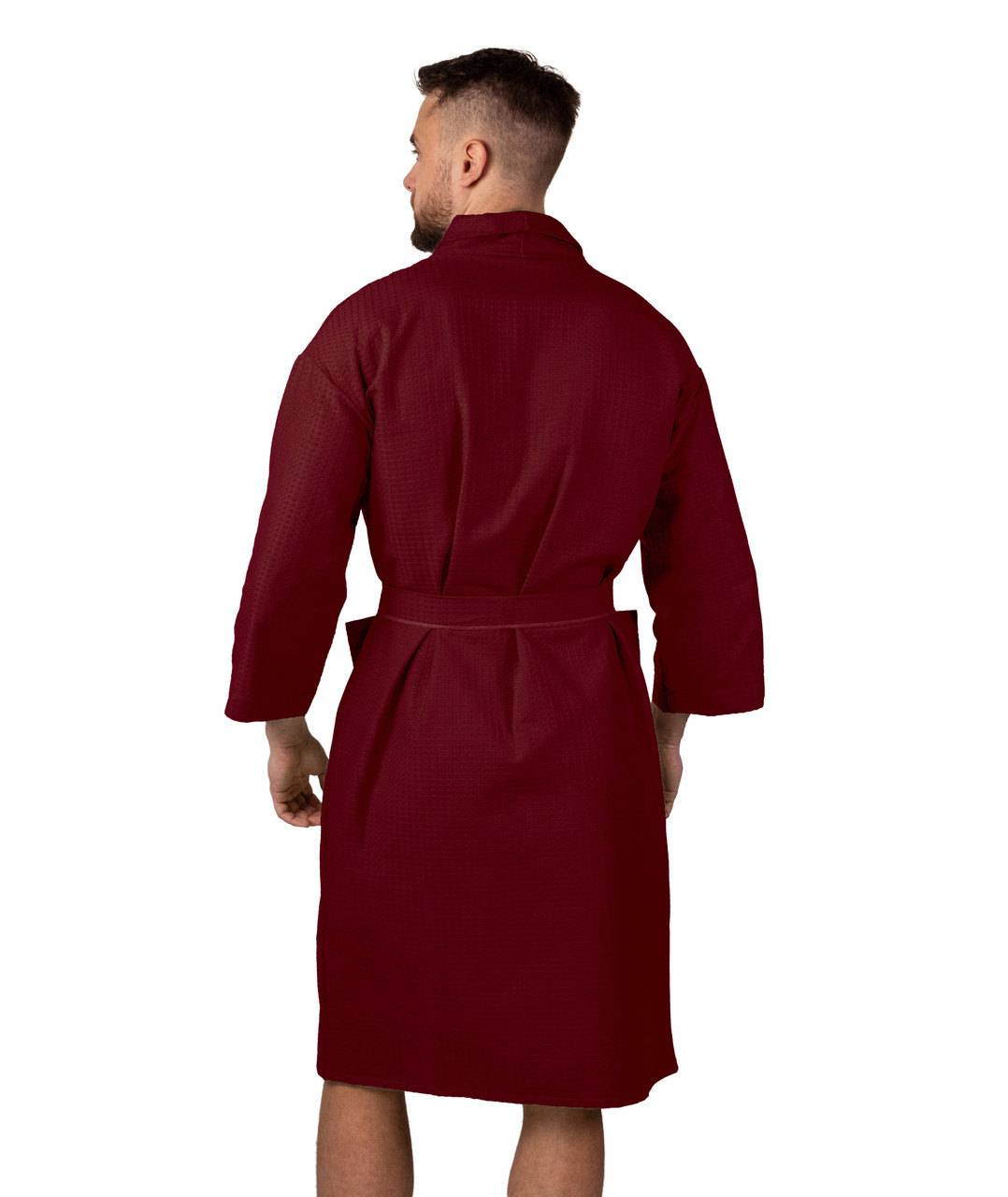 Вафельный халат Luxyart Кимоно L Бордовый (LS-8782)