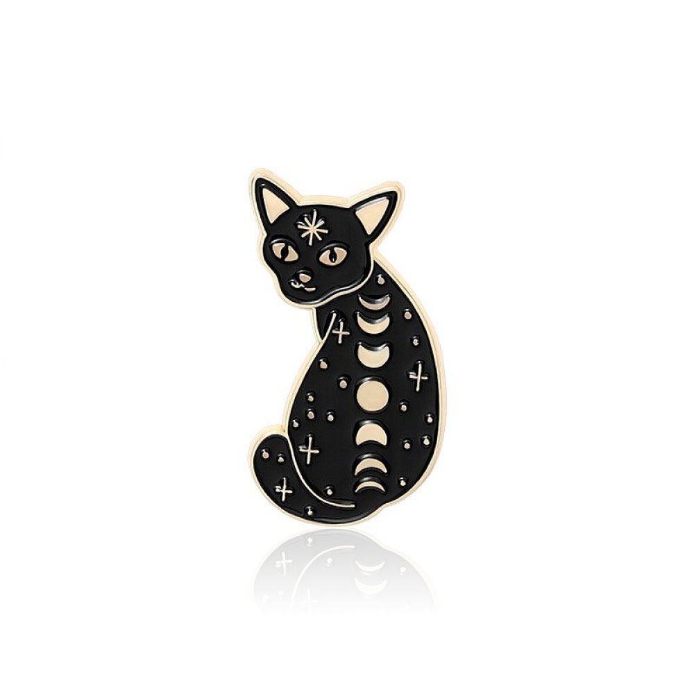 Значок BROCHE Лунный Кот чёрный BRGV111584