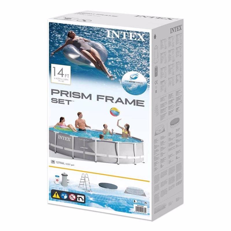 Бассейн каркасный семейный Intex Prism Frame Pool 427х107 см 12706 л Серый (26720 )