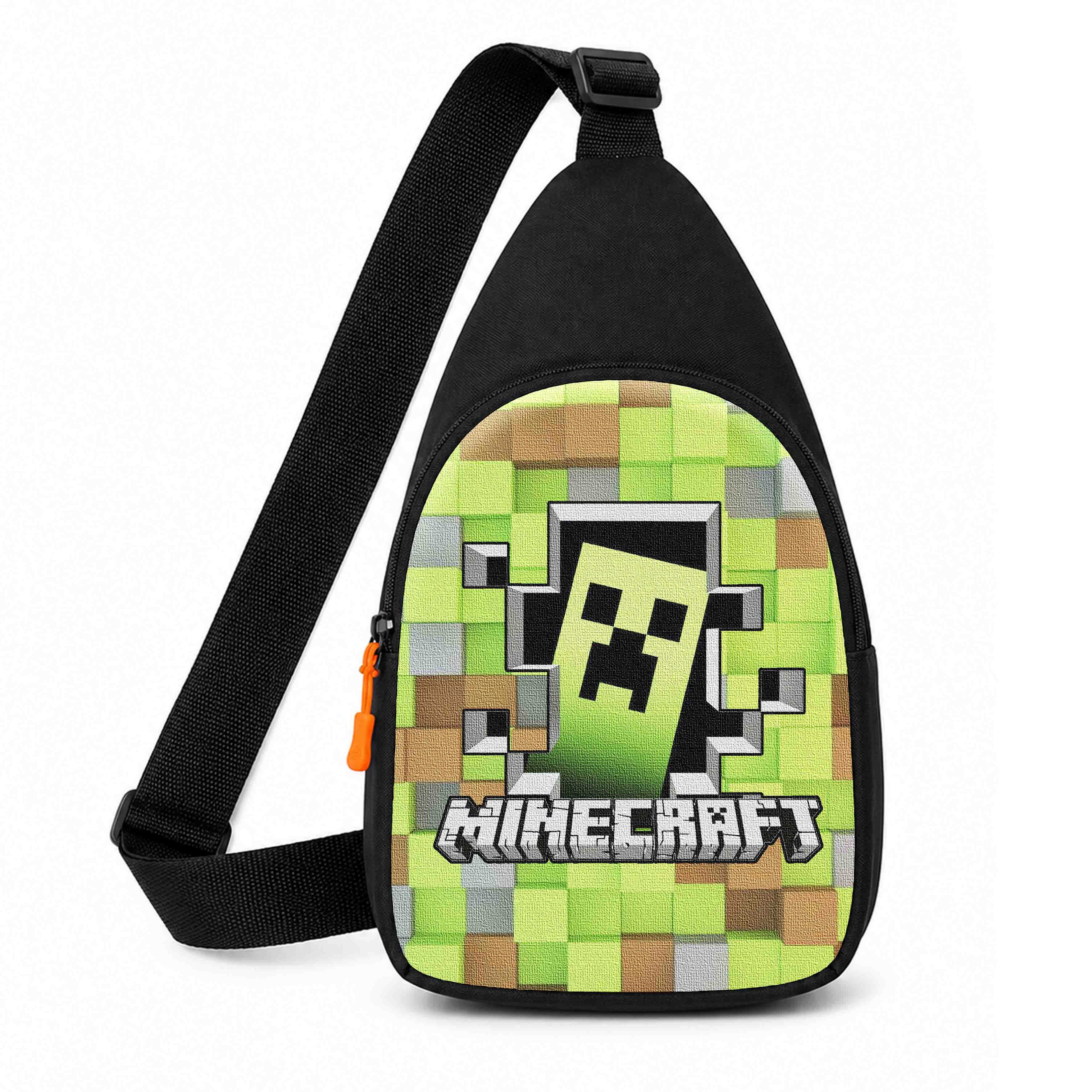 Дитяча сумка-слінг Minecraft Крипер, чорна, водонепроникна, 29x17x5 см