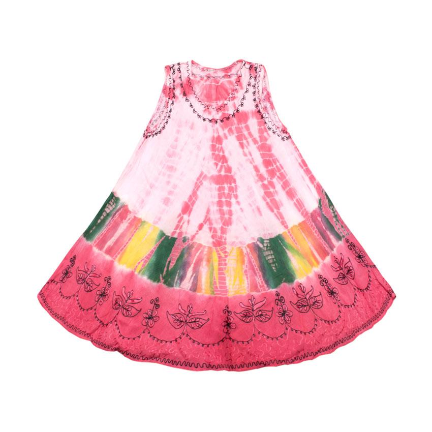 Платье Летнее Karma Вискоза Вышивка Свободный размер Оттенки Розового (24140)