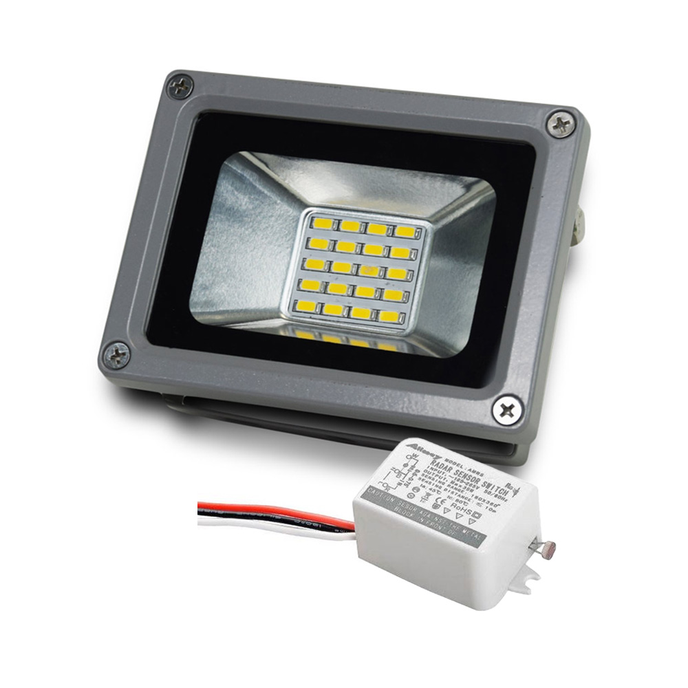 Комплект LED-прожектор Lightwell LW-10W-220 и Датчик движения с сенсором освещенности AMRS