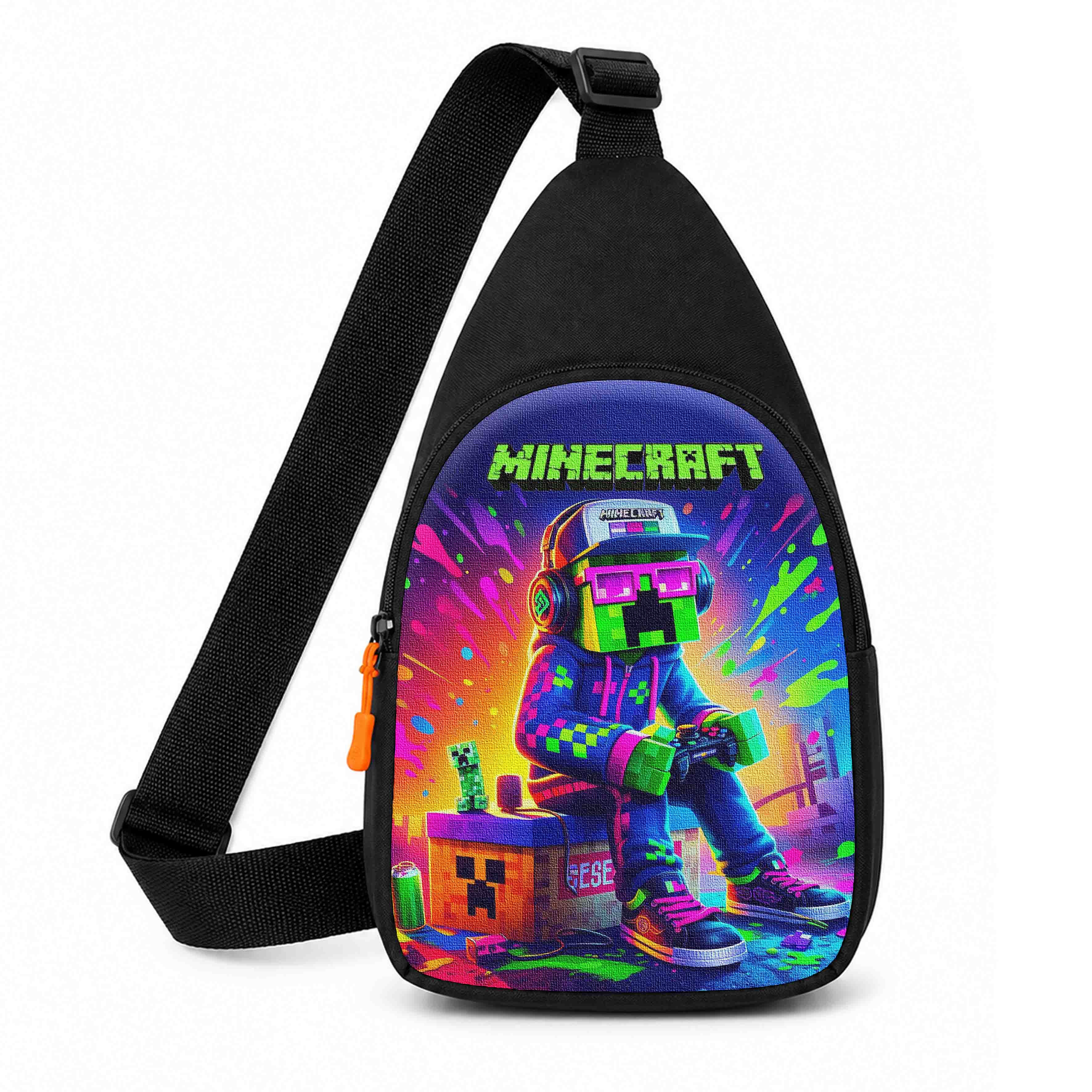 Дитяча сумка-слинг Minecraft Крипер 29×17×5 см, чорна