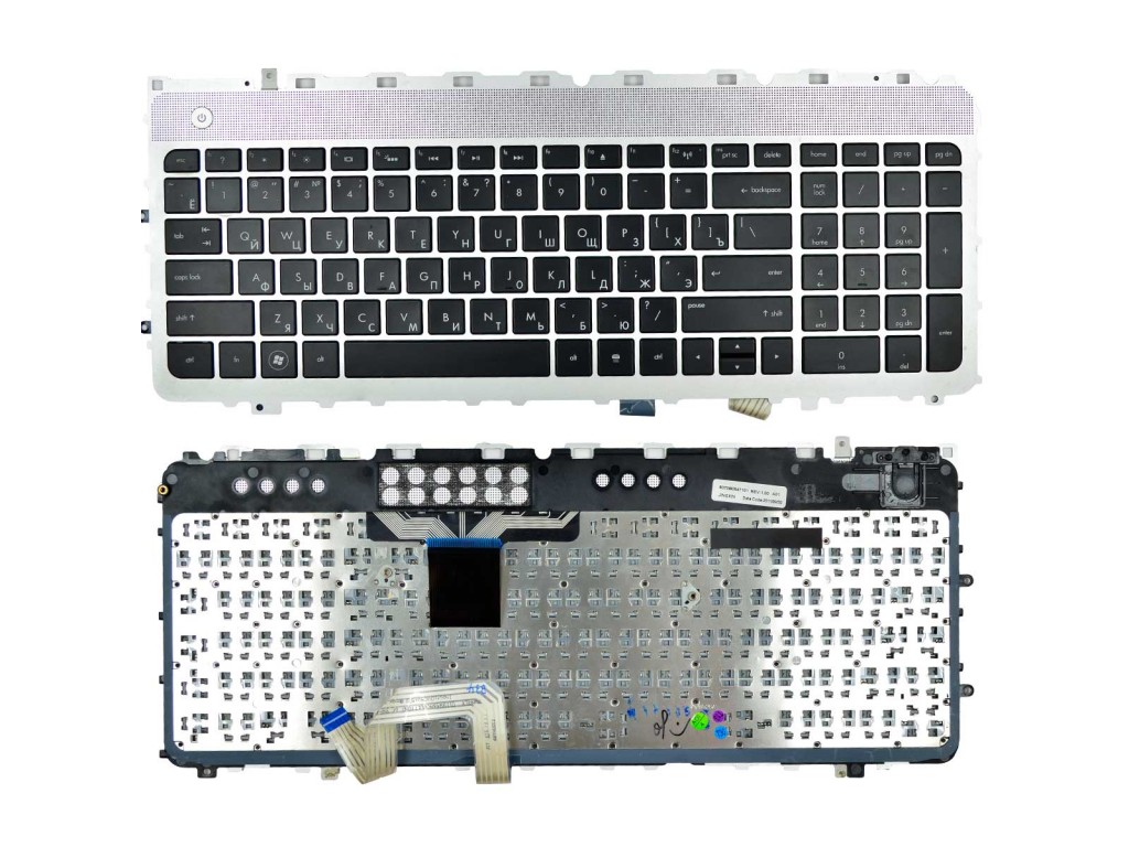 Клавиатура для ноутбука HP ENVY17 17-3000, 17-3200, 17t-3000, 17t-3200 Series Black, RU(серебристая, с подсветкой, с рамкой)