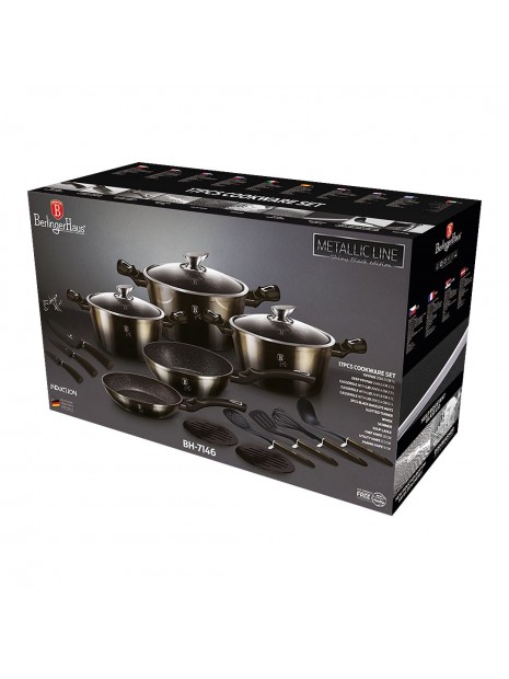 Набор посуды 17 предметов Berlinger Haus Metallic Line Shiny Black Edition (BH-7146)
