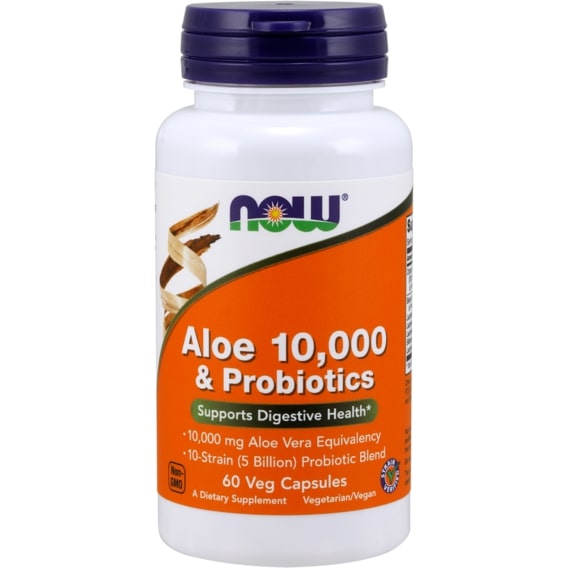 Пробиотик NOW Foods Aloe 10,000 & Probiotics 60 Veg Caps