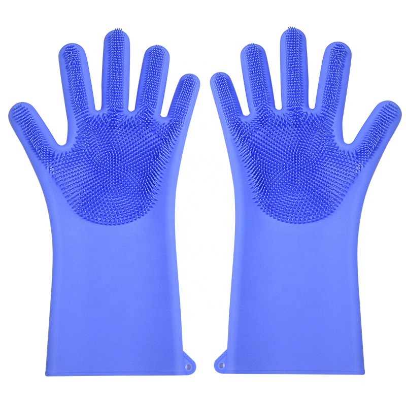 Силіконові багатофункціональні рукавички Magic Silicone Gloves із ворсом Сині (200717)