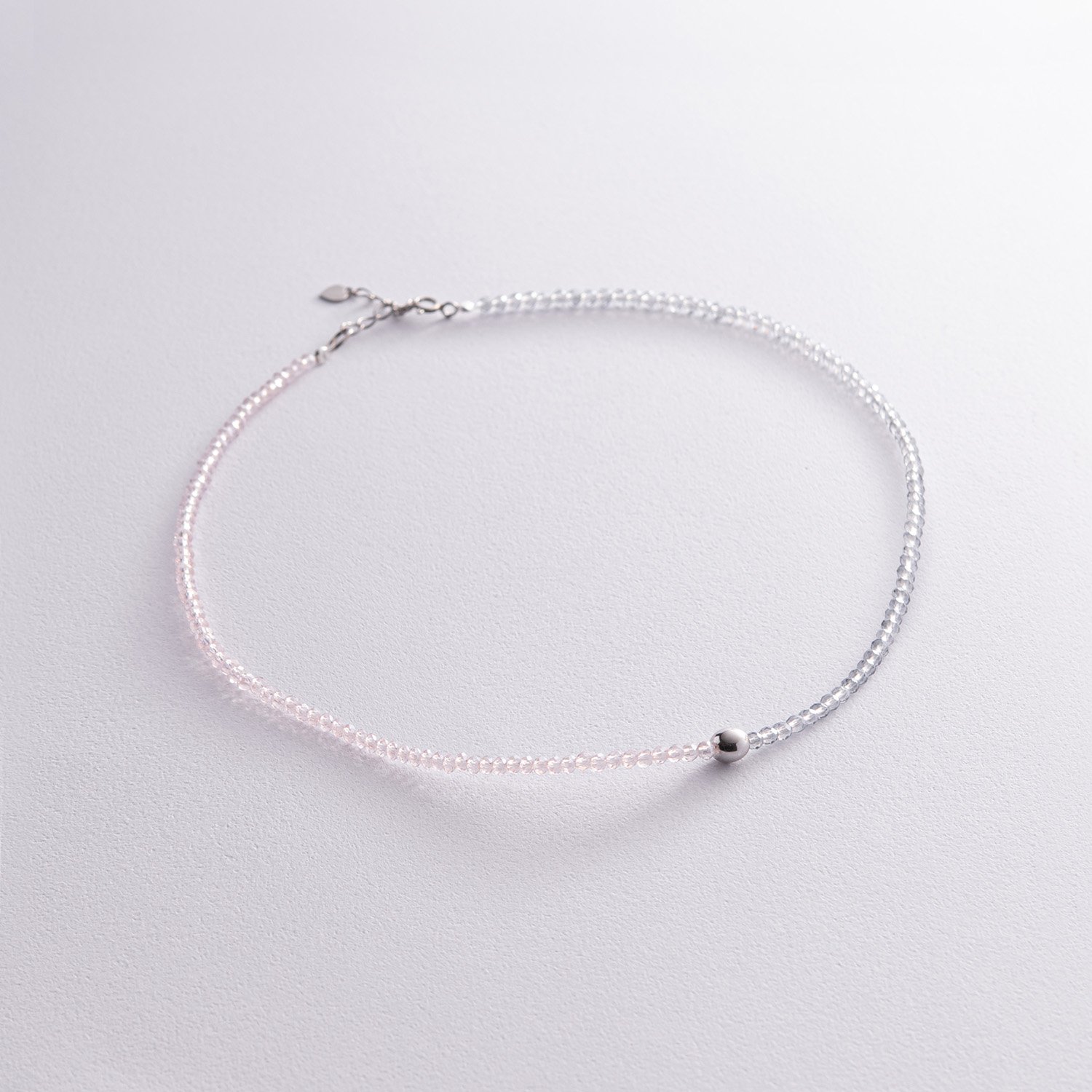 Серебряное колье Шарик с хрусталем 908-01487 Оникс 38