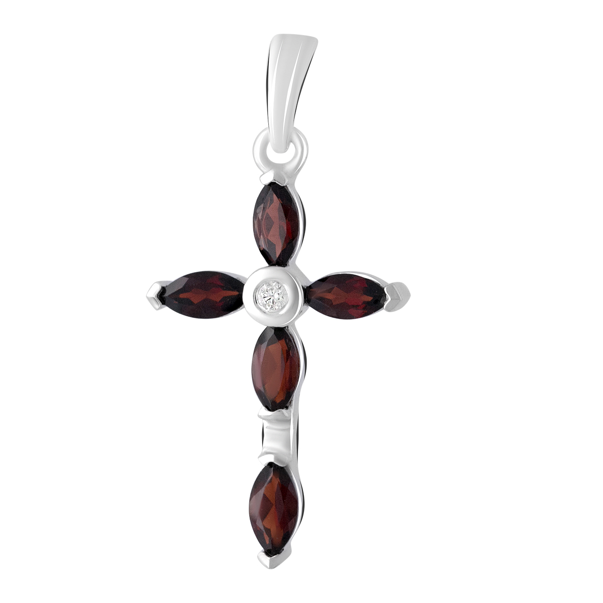 Серебряный крестик SilverBreeze с гранатом 1.604ct (2107019)
