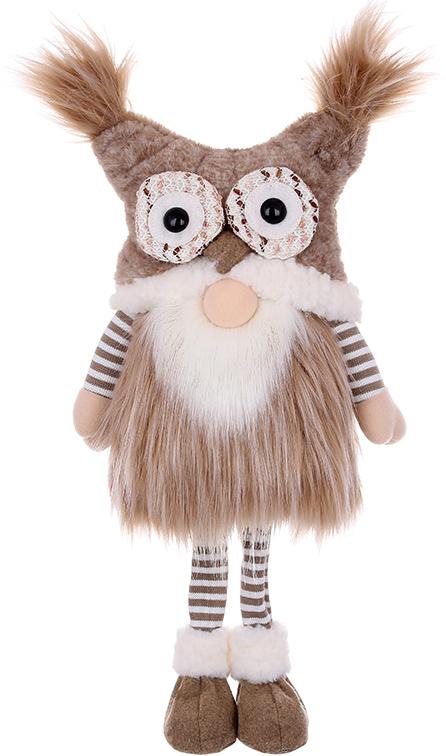 Декоративная игрушка Gnome with owl hat 58 см Бежево-коричневый BonaDi DP232208