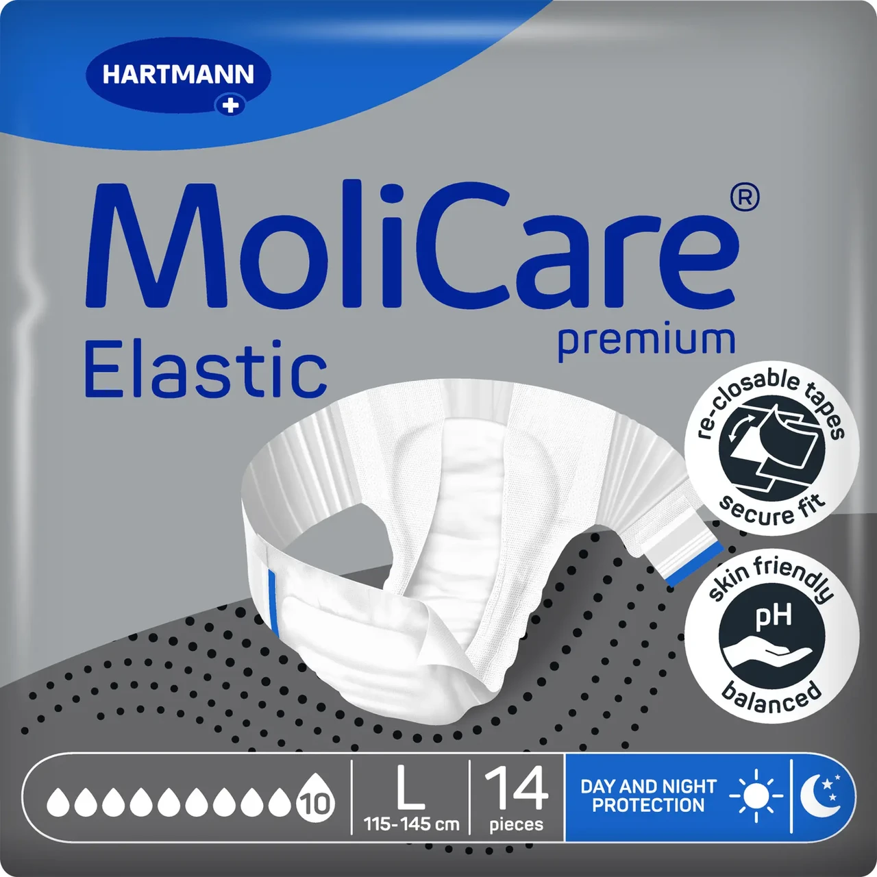 Подгузники ночные для взрослых Paul Hartmann MoliCare Premium Elastic 10 капель L 14 шт