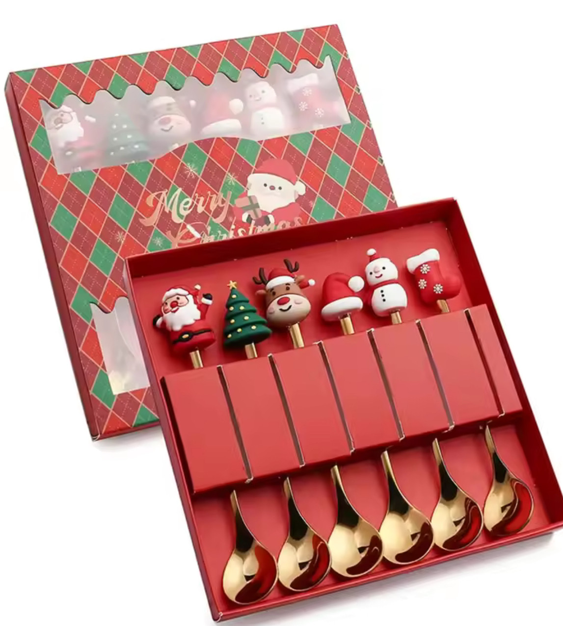 Набор чайных ложек новогодних No Brand Merry Christmas Золотой 6 шт