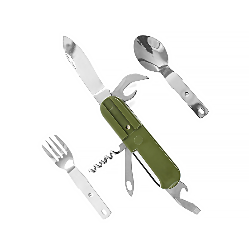 Туристический походный мультитул Lesko 7 в 1 нож, вилка, ложка, открывалка, штопор, отвертка (5180-17018a)