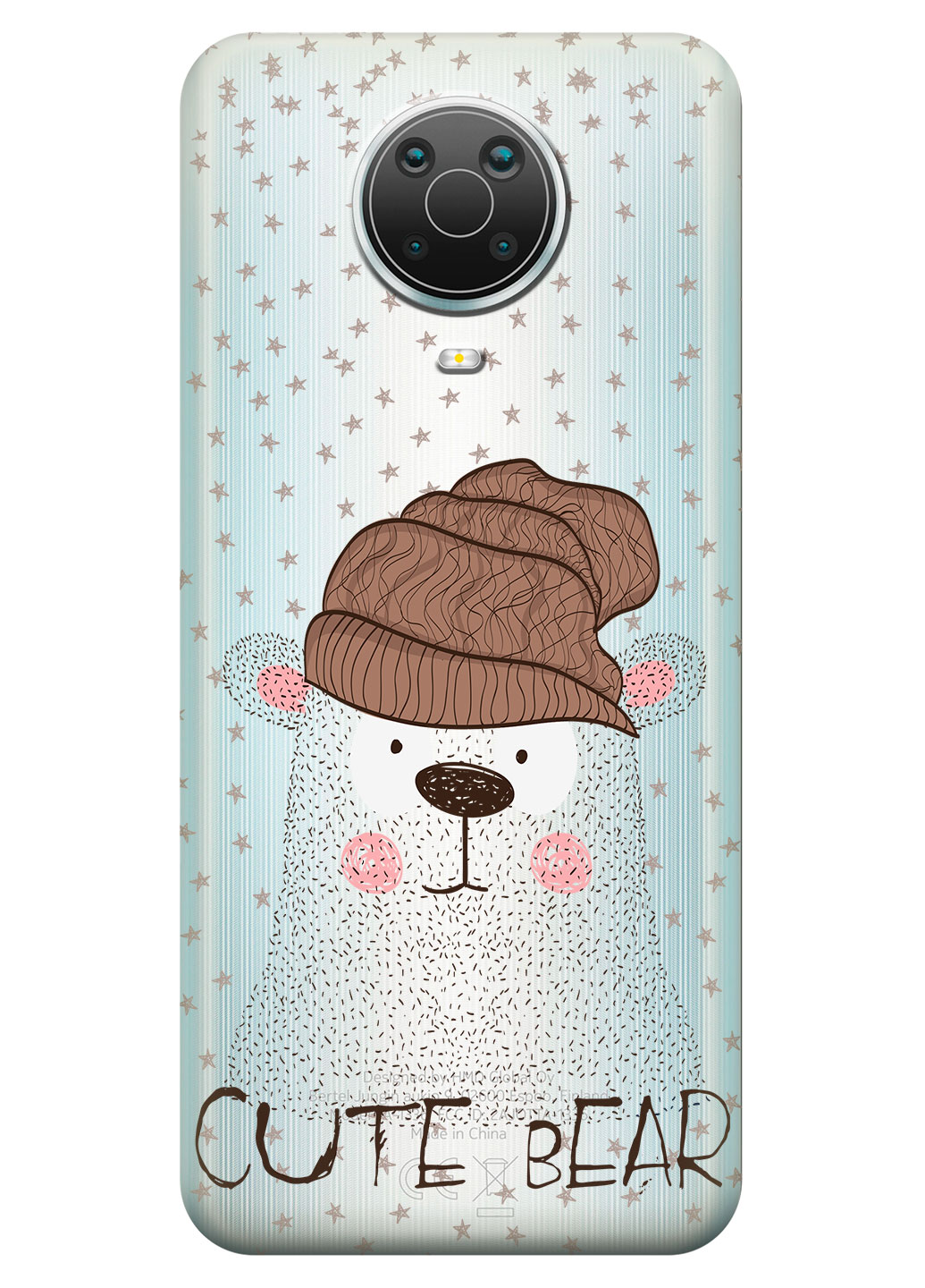 Прозрачный силиконовый чехол iSwag для Nokia G20 с рисунком - Медведь (KS15134)