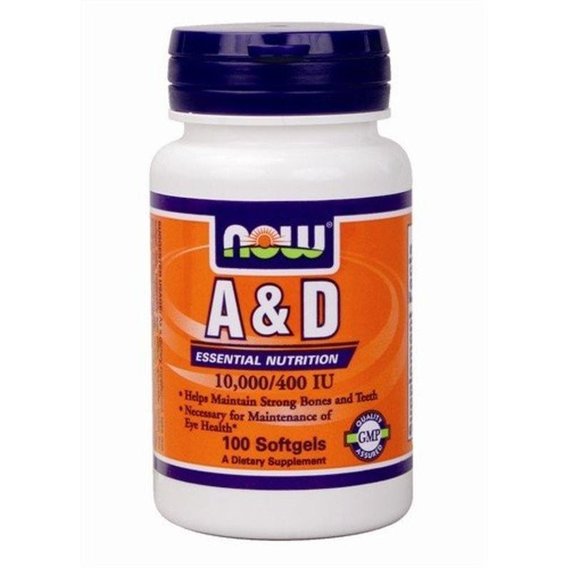 Комплекс Вітамін A+D NOW Foods Vitamin A D 10,000 400 IU 100 Softgels ...