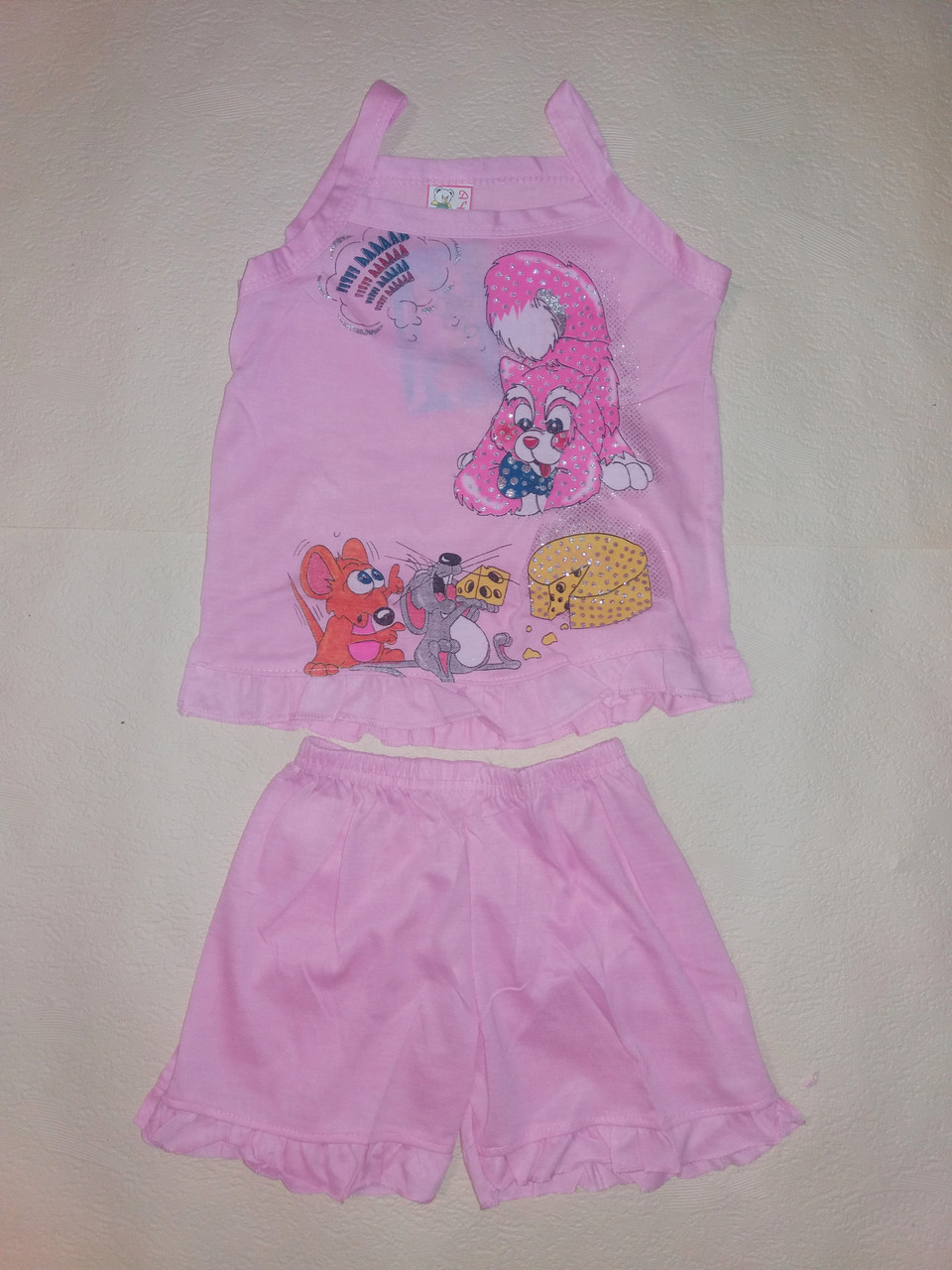 Костюм для девочки майка и шорты DL на рост 80 см Розовый (ю301)