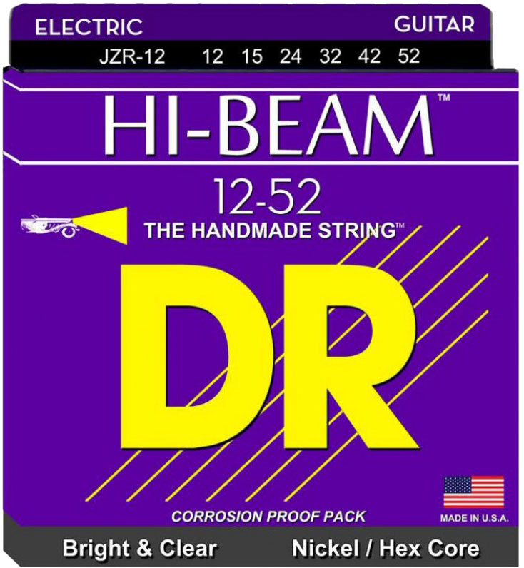 Струны для электрогитары DR JZR-12 Hi-Beam Nickel Plated Hex Core Extra Heavy Electric Strings 12/52