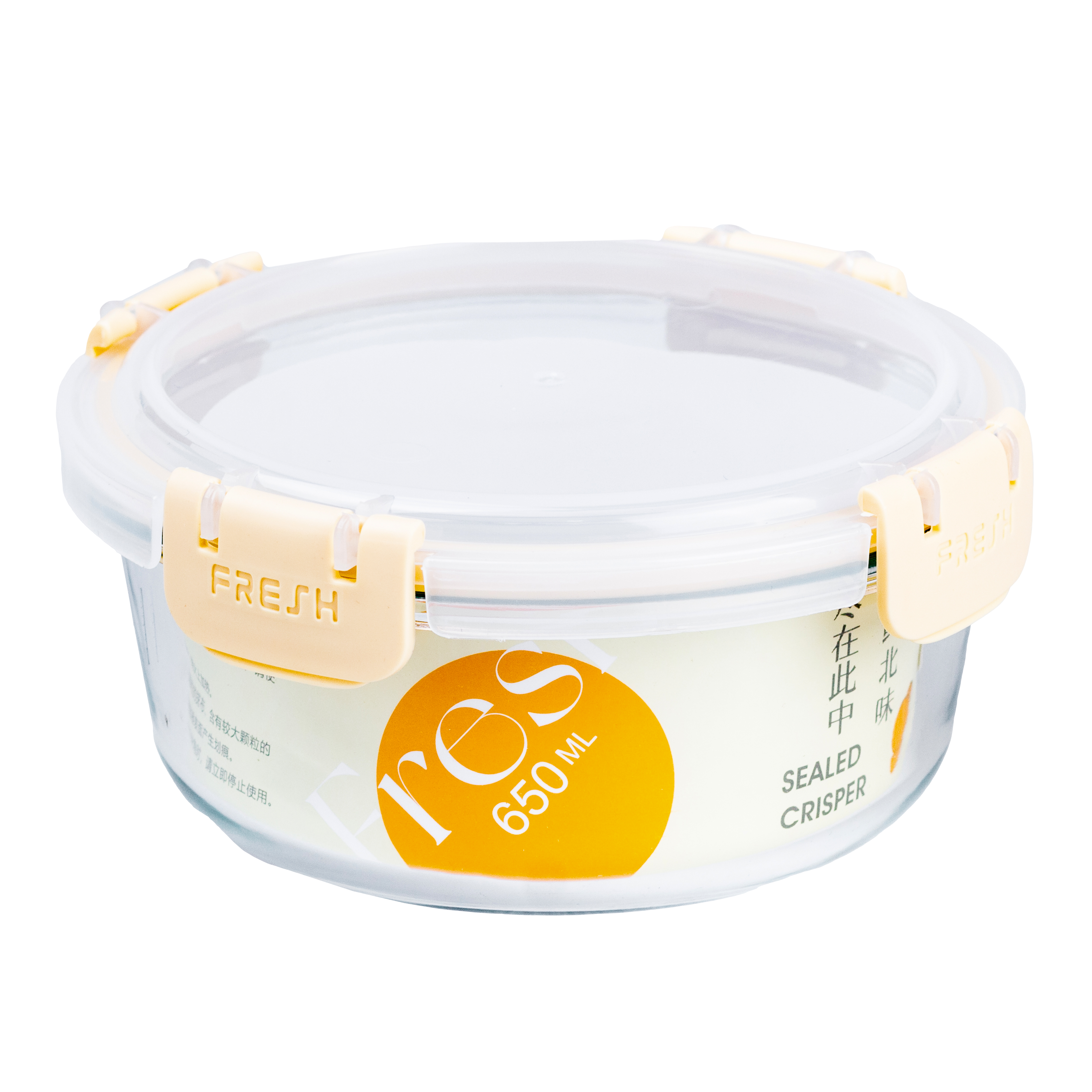 Контейнер для їжї TS Kitchen Fresh скляний круглий 650 мл бежевий (HP387BE)