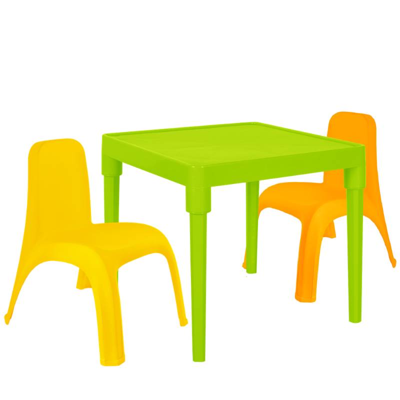 Дитячий стіл для творчості + 2 стільці Різнокольорові (18-100-28)