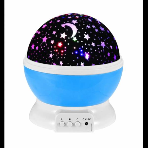 Ночник вращающийся Star Master Dream Rotating Plus светильник проектор звёздного неба с USB кабелем Белый с синим  (210PO169)