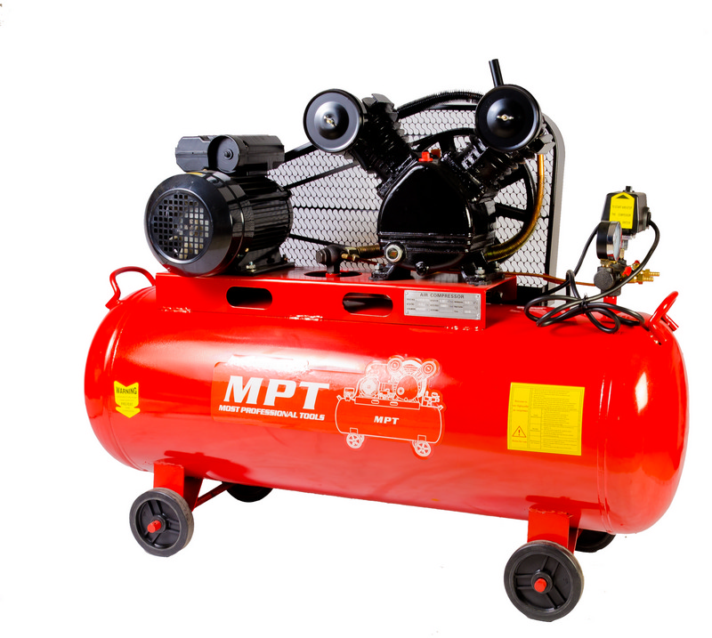 Компрессор MPT PROFI 100 л 2200 Вт/3 л.с 1080 об/мин 250 л/мин 8 атм Red and Black (MAC30103B)