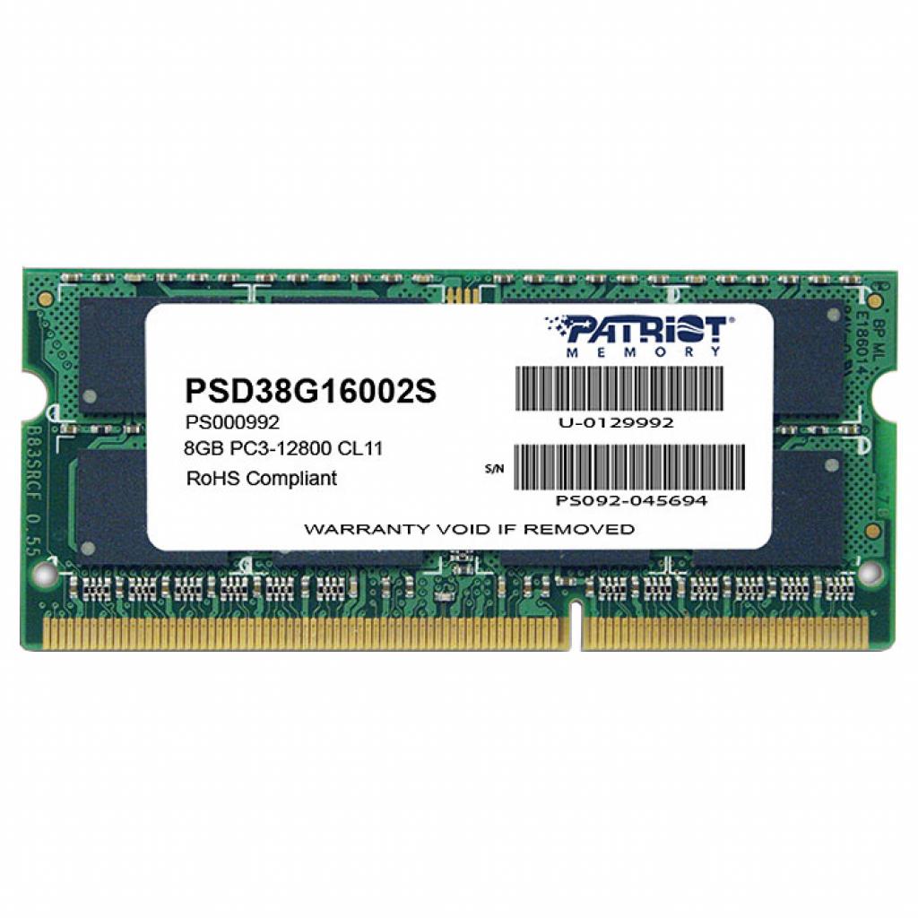 Оперативна пам'ять ноутбука SoDIMM DDR3 8GB 1600 MHz Patriot (PSD38G16002S)