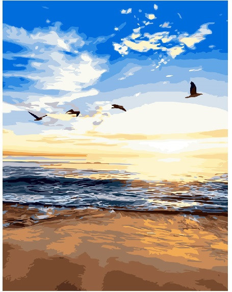 Картина за номерами BrushMe "Захід сонця на узбережжі" 40х50см G479