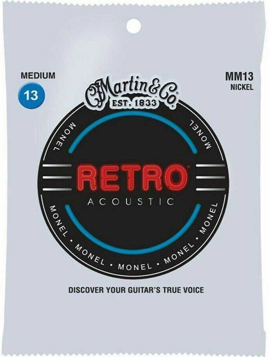 Струны для акустической гитары 6 шт Martin MM13 Retro Acoustic Guitar Strings Medium 13/56