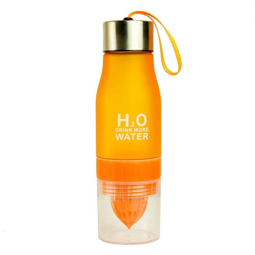 Бутылка для воды и напитков H2O с цитрусовой соковыжималкой 650 мл Оранжевая (SUN0032)