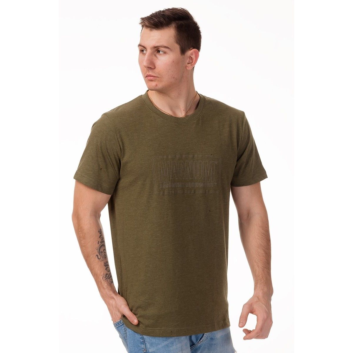 Футболка Magnum Essential T-Shirt OLIVE GREY MELANGE L Зелений (MGETOGM-L)