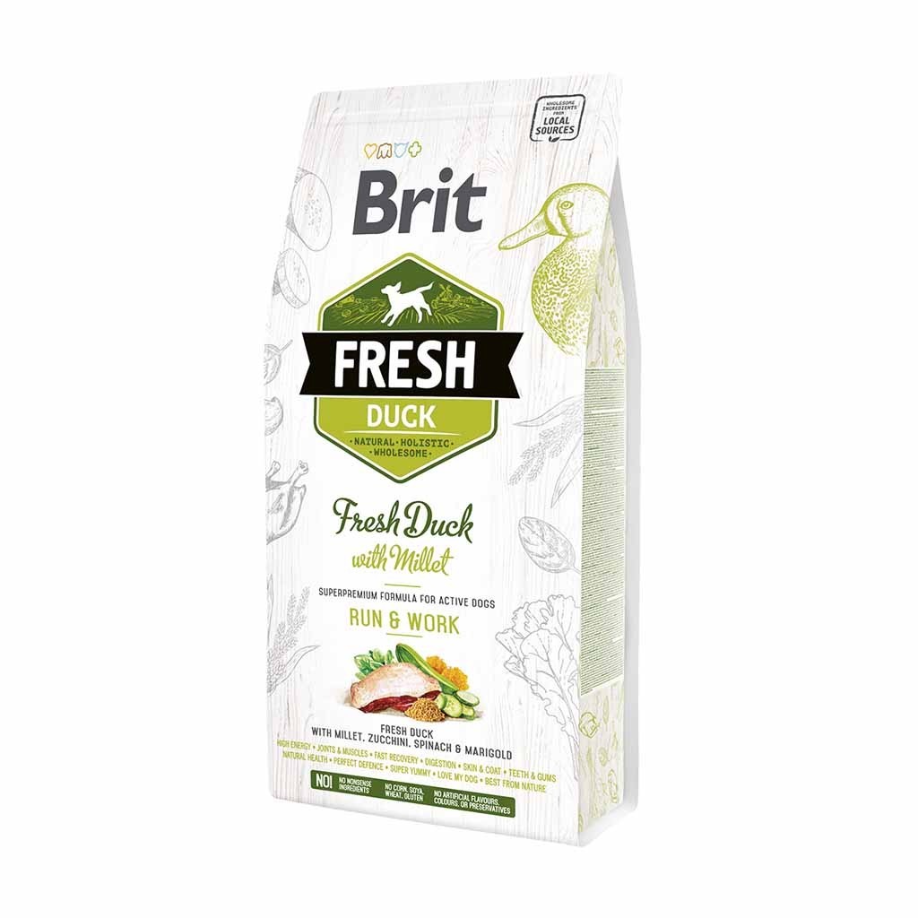 Сухой корм для активных собак Brit Fresh Active Run  Work 12 кг