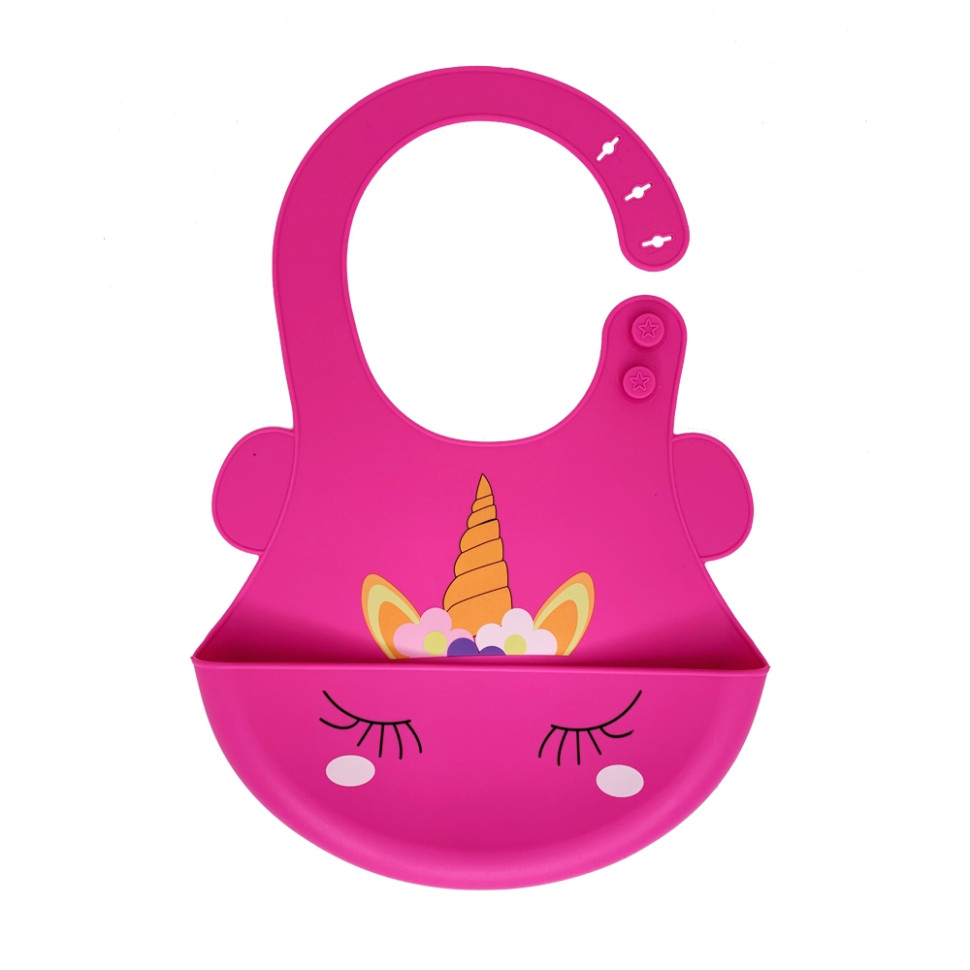 Слюнявчик силиконовый "Единорог" Mega Zayka MGZ-0615(Pink) с карманом