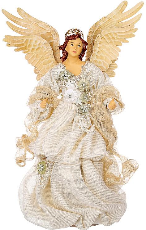 Статуэтка Christmas White Angel с цветами 29х18х41 см BonaDi Разноцветный DP231183
