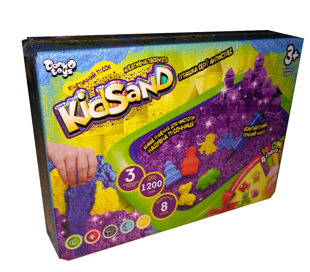Кінетичний пісок Danko Toys KidSand 1200 г з пісочницею Різнокольоровий (gab_krp150OQdk7)