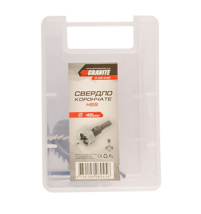Сверло корончатое GRANITE HSS 45 мм Grey (6-08-045)