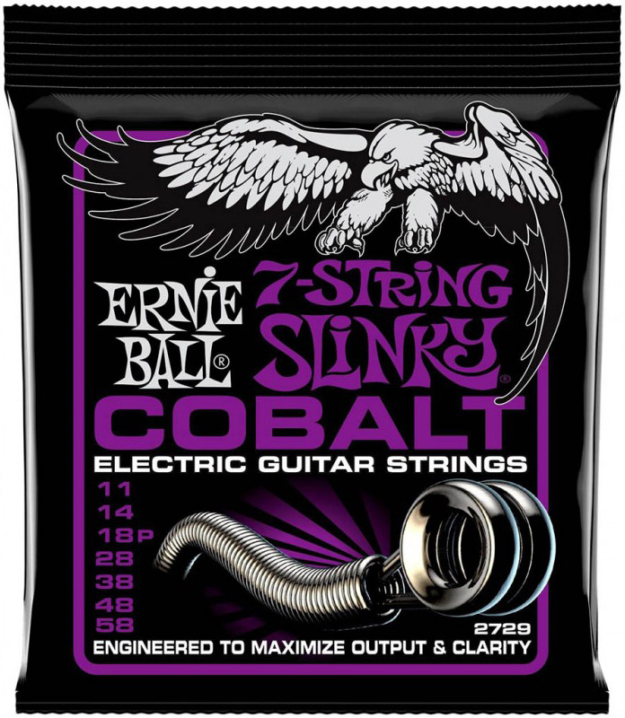 Струни для електрогітари Ernie Ball 2729 7-String Cobalt Slinky Electric Guitar Strings 11/58