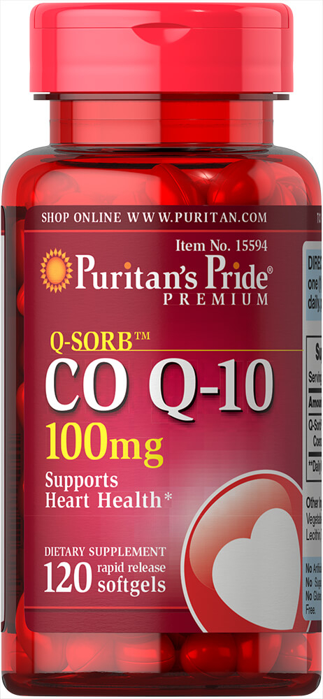 Коэнзим Puritan's Pride, Q-10, Q-SORB Co Q-10, 100 мг, 120 капсул (32359)