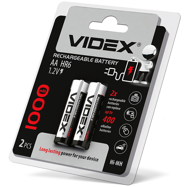 Аккумуляторы пальчиковые Videx HR6/AA Ni-MH на 1000mAh 2 шт