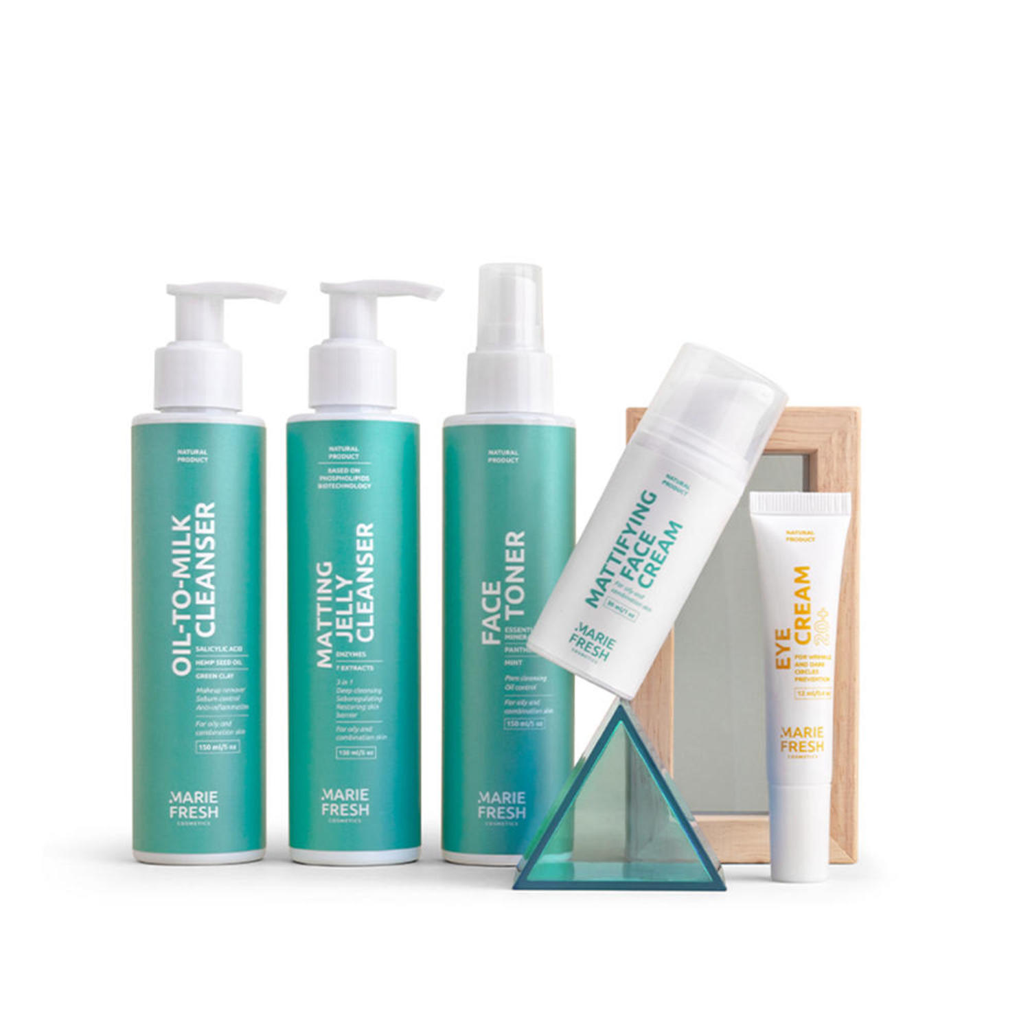 Набор Комплексный уход замолодой жирной и комбинированной кожей Marie Fresh cosmetics 5 шт