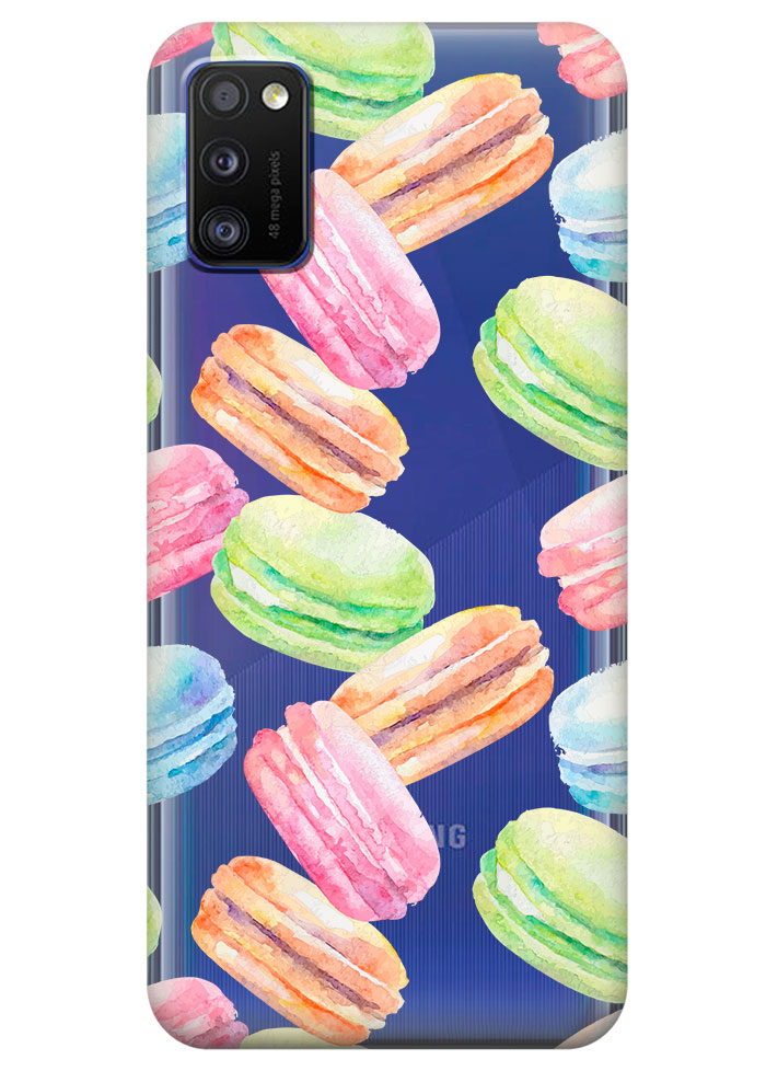 Прозорий силіконовий чохол iSwag для Samsung Galaxy A41 з малюнком - Французькі печива (KS3082)