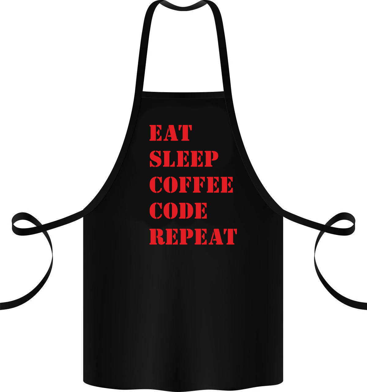 Фартук с принтом Кавун Eat sleep coffee code repeat 68 см Черный